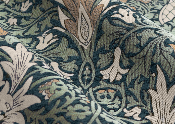 Snakeshead Pencil Pleat, Indigo/Leaf - Ready Made Curtains - Image 4